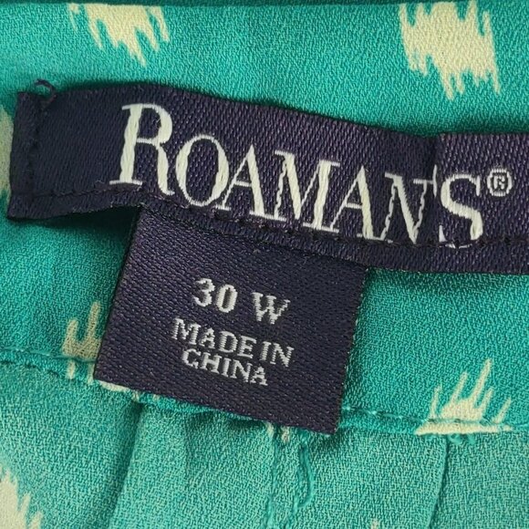 Roaman's Womens Turquiose, White, Polka Dot Button Up Tunic Blouse Size 30W - Picture 10 of 12